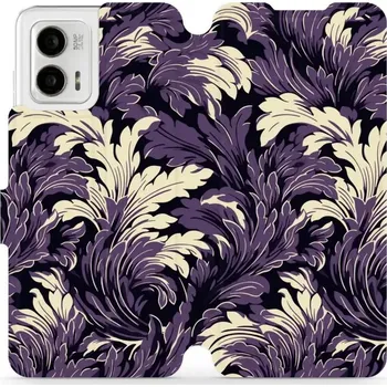 Pouzdro na mobilní telefon Flipové pouzdro Mobiwear - Motorola Moto G73 5G - VA46S Fialové rostliny (Knížkové flip pouzdro, obal, kryt na mobil Motorola Moto G73 5G - VA46S Fialové rostliny, materiál Umělá kůže + TPU - ochrana 360°, stojánek, silikonová vanička, magnetické zavírání