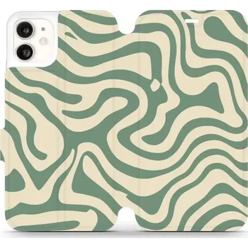 Pouzdro na mobilní telefon Flipové pouzdro Mobiwear - Apple iPhone 11 - VA57S Zelené a béžové zkrouceniny (Knížkové flip pouzdro, obal, kryt na mobil Apple iPhone 11 - VA57S Zelené a béžové zkrouceniny, materiál Umělá kůže + TPU - ochrana 360°, stojánek, silikonová vanička,)
