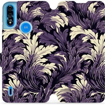 Pouzdro na mobilní telefon Flipové pouzdro Mobiwear - Motorola Moto E7 Power - VA46S Fialové rostliny (Knížkové flip pouzdro, obal, kryt na mobil Motorola Moto E7 Power - VA46S Fialové rostliny, materiál Umělá kůže + TPU - ochrana 360°, stojánek, silikonová vanička, magnetické)