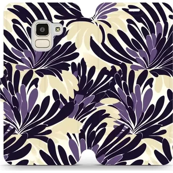 Pouzdro na mobilní telefon Flipové pouzdro Mobiwear - Samsung Galaxy J6 2018 - VA47S Fialová flóra (Knížkové flip pouzdro, obal, kryt na mobil Samsung Galaxy J6 2018 - VA47S Fialová flóra, materiál Umělá kůže + TPU - ochrana 360°, stojánek, silikonová vanička, magnetické zavírání)