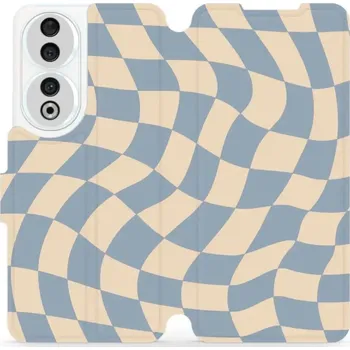 Pouzdro na mobilní telefon Flipové pouzdro Mobiwear - Honor 90 - VA59S Modrá a béžová šachovnice (Knížkové flip pouzdro, obal, kryt na mobil Honor 90 - VA59S Modrá a béžová šachovnice, materiál Umělá kůže + TPU - ochrana 360°, stojánek, silikonová vanička, magnetické zavírání)