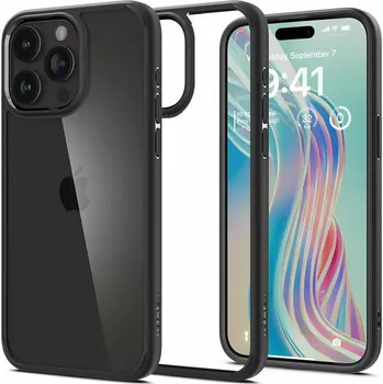 Pouzdro na mobilní telefon Silikonové pouzdro SPIGEN Crystal Hybrid na mobil Apple iPhone 15 Pro - čiré s černým rámečkem (Silikonový kryt či obal SPIGEN Crystal Hybrid na mobilní telefon Apple iPhone 15 Pro Clear Transparent)