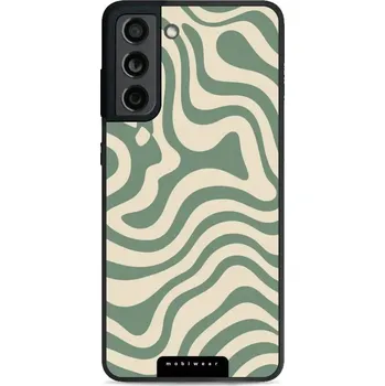 Pouzdro na mobilní telefon Lesklý kryt Mobiwear Glossy - Samsung Galaxy S21 FE - GA57G Zelené a béžové zkrouceniny (Prémiové lesklé pouzdro, obal, kryt Mobiwear Glossy na mobil Samsung Galaxy S21 FE - GA57G Zelené a béžové zkrouceniny, materiál Plast + TPU silikon - krytí po všech)