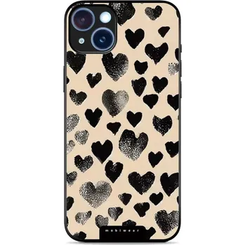 Pouzdro na mobilní telefon Lesklý kryt Mobiwear Glossy - Apple iPhone 15 Plus - GA51G Černá srdíčka (Prémiové lesklé pouzdro, obal, kryt Mobiwear Glossy na mobil Apple iPhone 15 Plus - GA51G Černá srdíčka, materiál Plast + TPU silikon - krytí po všech stranách, neošoupatelný potisk