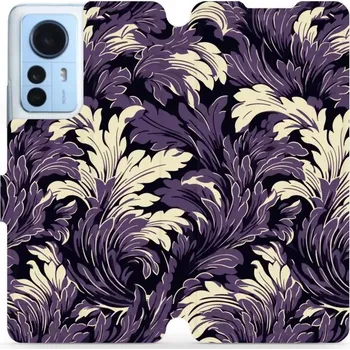 Pouzdro na mobilní telefon Flipové pouzdro Mobiwear - Xiaomi 12 Pro - VA46S Fialové rostliny (Knížkové flip pouzdro, obal, kryt na mobil Xiaomi 12 Pro - VA46S Fialové rostliny, materiál Umělá kůže + TPU - ochrana 360°, stojánek, silikonová vanička, magnetické zavírání)