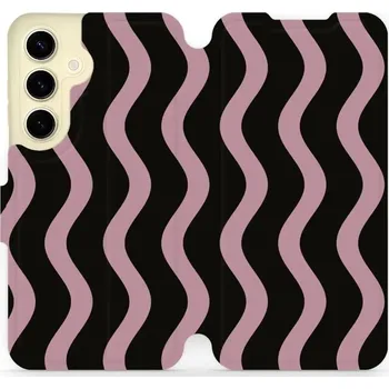 Pouzdro na mobilní telefon Flipové pouzdro Mobiwear - Samsung Galaxy S24 - VA54S Fialové vlnky (Knížkové flip pouzdro, obal, kryt na mobil Samsung Galaxy S24 - VA54S Fialové vlnky, materiál Umělá kůže + TPU - ochrana 360°, stojánek, silikonová vanička, magnetické zavírání)