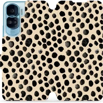 Pouzdro na mobilní telefon Flipové pouzdro Mobiwear - Honor 90 Lite - VA50S Černé puntíky (Knížkové flip pouzdro, obal, kryt na mobil Honor 90 Lite - VA50S Černé puntíky, materiál Umělá kůže + TPU - ochrana 360°, stojánek, silikonová vanička, magnetické zavírání)
