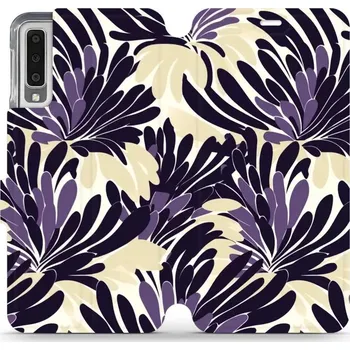 Pouzdro na mobilní telefon Flipové pouzdro Mobiwear - Samsung Galaxy A7 2018 - VA47S Fialová flóra (Knížkové flip pouzdro, obal, kryt na mobil Samsung Galaxy A7 2018 - VA47S Fialová flóra, materiál Umělá kůže + TPU - ochrana 360°, stojánek, silikonová vanička, magnetické zavírání)
