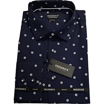 Pánská košile Pánská košile s dlouhým rukávem - střih SLIM - vzor F16- modrá barva se vzorem - 43