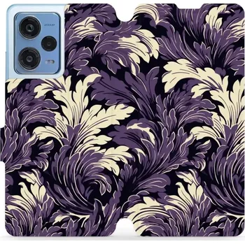 Pouzdro na mobilní telefon Flipové pouzdro Mobiwear - Xiaomi Redmi Note 12 Pro 5G - VA46S Fialové rostliny (Knížkové flip pouzdro, obal, kryt na mobil Xiaomi Redmi Note 12 Pro 5G - VA46S Fialové rostliny, materiál Umělá kůže + TPU - ochrana 360°, stojánek, silikonová vanička,)