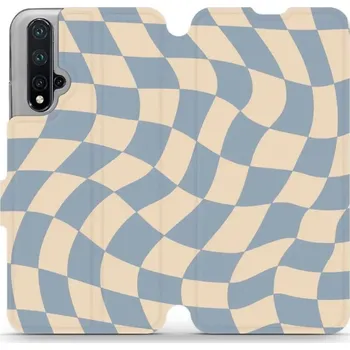 Pouzdro na mobilní telefon Flipové pouzdro Mobiwear - Honor 20 / Huawei Nova 5T - VA59S Modrá a béžová šachovnice (Knížkové flip pouzdro, obal, kryt na mobil Honor 20 / Huawei Nova 5T - VA59S Modrá a béžová šachovnice, materiál Umělá kůže + TPU - ochrana 360°, stojánek, silikonová)
