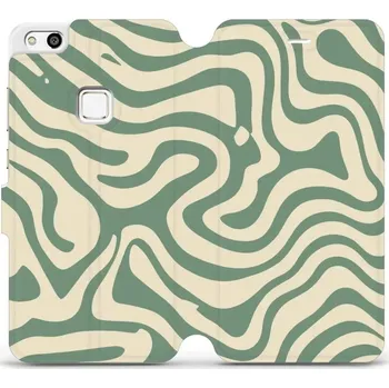 Pouzdro na mobilní telefon Flipové pouzdro Mobiwear - Huawei P10 Lite - VA57S Zelené a béžové zkrouceniny (Knížkové flip pouzdro, obal, kryt na mobil Huawei P10 Lite - VA57S Zelené a béžové zkrouceniny, materiál Umělá kůže + TPU - ochrana 360°, stojánek, silikonová vanička,)