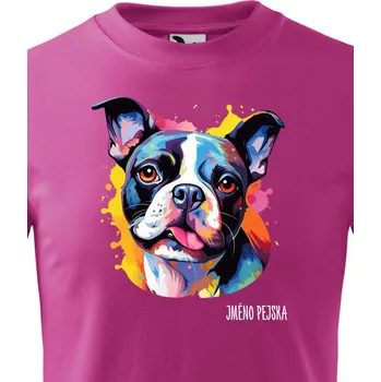 Dětské tričko Bostonský teriér, Barva Purpurová, Velikost 122 cm/6 roků, Canvas Dětské tričko 2433