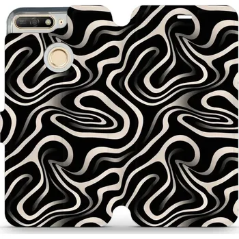 Pouzdro na mobilní telefon Flipové pouzdro Mobiwear - Huawei Y6 Prime 2018 / Honor 7A - VA63S Vlnky a linky (Knížkové flip pouzdro, obal, kryt na mobil Huawei Y6 Prime 2018 / Honor 7A - VA63S Vlnky a linky, materiál Umělá kůže + TPU - ochrana 360°, stojánek, silikonová vanička,)