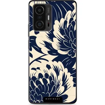 Pouzdro na mobilní telefon Lesklý kryt Mobiwear Glossy - Xiaomi 11T / 11T Pro - GA40G Modré a béžové květy (Prémiové lesklé pouzdro, obal, kryt Mobiwear Glossy na mobil Xiaomi 11T / 11T Pro - GA40G Modré a béžové květy, materiál Plast + TPU silikon - krytí po všech stranách,)