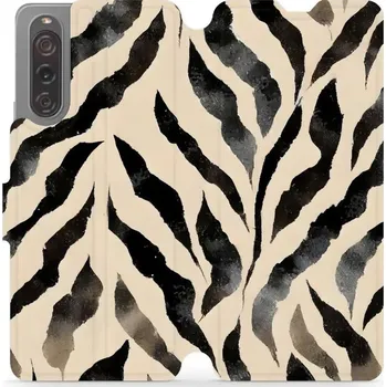 Pouzdro na mobilní telefon Flipové pouzdro Mobiwear - Sony Xperia 10 V - VA53S Zebří (Knížkové flip pouzdro, obal, kryt na mobil Sony Xperia 10 V - VA53S Zebří, materiál Umělá kůže + TPU - ochrana 360°, stojánek, silikonová vanička, magnetické zavírání)