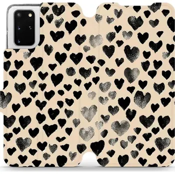 Pouzdro na mobilní telefon Flipové pouzdro Mobiwear - Samsung Galaxy S20 Plus - VA51S Černá srdíčka (Knížkové flip pouzdro, obal, kryt na mobil Samsung Galaxy S20 Plus - VA51S Černá srdíčka, materiál Umělá kůže + TPU - ochrana 360°, stojánek, silikonová vanička, magnetické zavírání