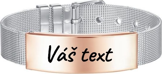 Luxusní personalizovaný výrazný náramek s gravírováním - Vlastní text Barva: Růžová