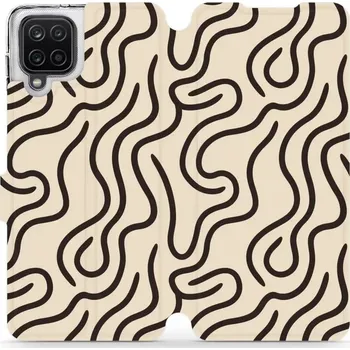 Pouzdro na mobilní telefon Flipové pouzdro Mobiwear - Samsung Galaxy A12 / M12 - VA60S Linky (Knížkové flip pouzdro, obal, kryt na mobil Samsung Galaxy A12 / M12 - VA60S Linky, materiál Umělá kůže + TPU - ochrana 360°, stojánek, silikonová vanička, magnetické zavírání)