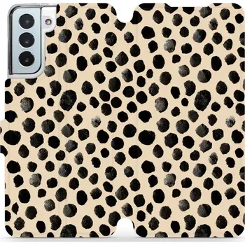 Pouzdro na mobilní telefon Flipové pouzdro Mobiwear - Samsung Galaxy S21 Plus - VA50S Černé puntíky (Knížkové flip pouzdro, obal, kryt na mobil Samsung Galaxy S21 Plus - VA50S Černé puntíky, materiál Umělá kůže + TPU - ochrana 360°, stojánek, silikonová vanička, magnetické zavírání