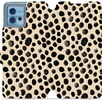 Pouzdro na mobilní telefon Flipové pouzdro Mobiwear - Motorola Moto G72 - VA50S Černé puntíky (Knížkové flip pouzdro, obal, kryt na mobil Motorola Moto G72 - VA50S Černé puntíky, materiál Umělá kůže + TPU - ochrana 360°, stojánek, silikonová vanička, magnetické zavírání)