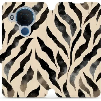 Pouzdro na mobilní telefon Flipové pouzdro Mobiwear - Nokia 5.4 - VA53S Zebří (Knížkové flip pouzdro, obal, kryt na mobil Nokia 5.4 - VA53S Zebří, materiál Umělá kůže + TPU - ochrana 360°, stojánek, silikonová vanička, magnetické zavírání)