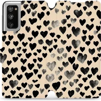 Pouzdro na mobilní telefon Flipové pouzdro Mobiwear - Samsung Galaxy S20 FE - VA51S Černá srdíčka (Knížkové flip pouzdro, obal, kryt na mobil Samsung Galaxy S20 FE - VA51S Černá srdíčka, materiál Umělá kůže + TPU - ochrana 360°, stojánek, silikonová vanička, magnetické zavírání)