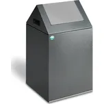 Nádoba na odpad, z ocelového plechu, samozhášecí, 43 litrů, šedá, stříbrné víko, otvor pro vhazování