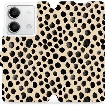 Pouzdro na mobilní telefon Flipové pouzdro Mobiwear - Xiaomi Redmi Note 13 5G - VA50S Černé puntíky (Knížkové flip pouzdro, obal, kryt na mobil Xiaomi Redmi Note 13 5G - VA50S Černé puntíky, materiál Umělá kůže + TPU - ochrana 360°, stojánek, silikonová vanička, magnetické zavírání