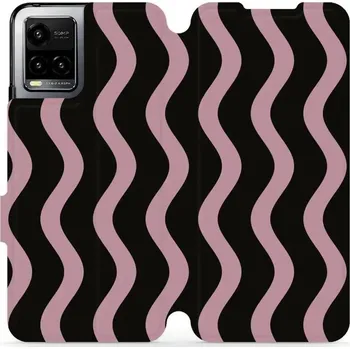 Pouzdro na mobilní telefon Flipové pouzdro Mobiwear - Vivo Y33S - VA54S Fialové vlnky (Knížkové flip pouzdro, obal, kryt na mobil Vivo Y33S - VA54S Fialové vlnky, materiál Umělá kůže + TPU - ochrana 360°, stojánek, silikonová vanička, magnetické zavírání)