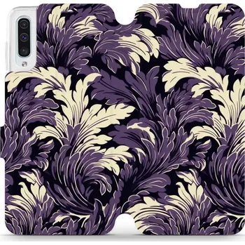 Pouzdro na mobilní telefon Flipové pouzdro Mobiwear - Samsung Galaxy A50 - VA46S Fialové rostliny (Knížkové flip pouzdro, obal, kryt na mobil Samsung Galaxy A50 - VA46S Fialové rostliny, materiál Umělá kůže + TPU - ochrana 360°, stojánek, silikonová vanička, magnetické zavírání)
