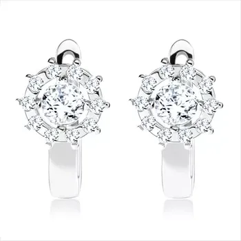 Náušnice Náušnice ze stříbra 925, rhodiované, obrys slunce, čiré zirkony