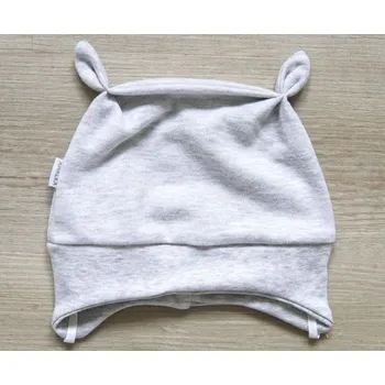 Kojenecká čepice AMÁLKA Bavlněná zavazovací čepička, šedý melír Velikost: 50-56