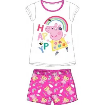 Dívčí pyžamo E plus M - Letní bavlněné dívčí pyžamo prasátko Peppa - bílé 92