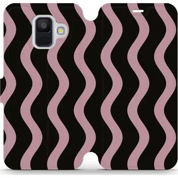 Pouzdro na mobilní telefon Flipové pouzdro Mobiwear - Samsung Galaxy A6 2018 - VA54S Fialové vlnky (Knížkové flip pouzdro, obal, kryt na mobil Samsung Galaxy A6 2018 - VA54S Fialové vlnky, materiál Umělá kůže + TPU - ochrana 360°, stojánek, silikonová vanička, magnetické zavírání)