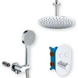 Sprchová sada s termostatickou podomítkovou tlačítkovou baterií - 2-cestná - oválný kryt