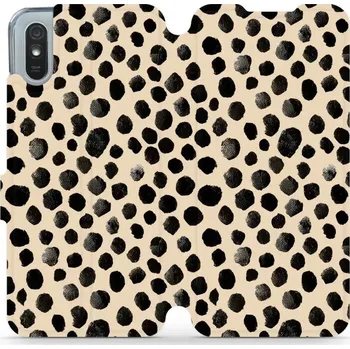 Pouzdro na mobilní telefon Flipové pouzdro Mobiwear - Xiaomi Redmi 9A / 9AT - VA50S Černé puntíky (Knížkové flip pouzdro, obal, kryt na mobil Xiaomi Redmi 9A / 9AT - VA50S Černé puntíky, materiál Umělá kůže + TPU - ochrana 360°, stojánek, silikonová vanička, magnetické zavírání)