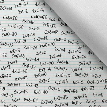 Látka s potiskem nepromokavý polyester TD/NS malá násobilka