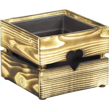 Květináč Květináč dřevěný SRDCE MINI 18 x 18 x 15 cm teak