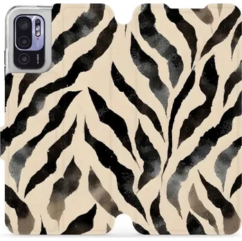 Pouzdro na mobilní telefon Flipové pouzdro Mobiwear - Xiaomi Redmi Note 10 5G - VA53S Zebří (Knížkové flip pouzdro, obal, kryt na mobil Xiaomi Redmi Note 10 5G - VA53S Zebří, materiál Umělá kůže + TPU - ochrana 360°, stojánek, silikonová vanička, magnetické zavírání)