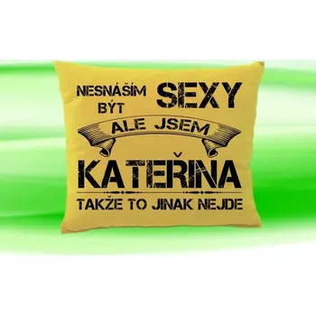 Dekorativní polštářek Polštář se jménem KATEŘINA Béžový (polštářek nesnáším být sexy ale jsem ???)