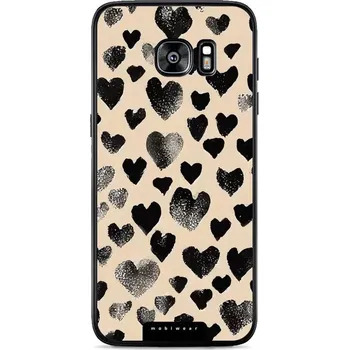 Pouzdro na mobilní telefon Lesklý kryt Mobiwear Glossy - Samsung Galaxy S7 Edge - GA51G Černá srdíčka (Prémiové lesklé pouzdro, obal, kryt Mobiwear Glossy na mobil Samsung Galaxy S7 Edge - GA51G Černá srdíčka, materiál Plast + TPU silikon - krytí po všech stranách, neošoupatelný)