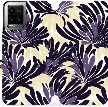 Pouzdro na mobilní telefon Flipové pouzdro Mobiwear - Vivo Y33S - VA47S Fialová flóra (Knížkové flip pouzdro, obal, kryt na mobil Vivo Y33S - VA47S Fialová flóra, materiál Umělá kůže + TPU - ochrana 360°, stojánek, silikonová vanička, magnetické zavírání)