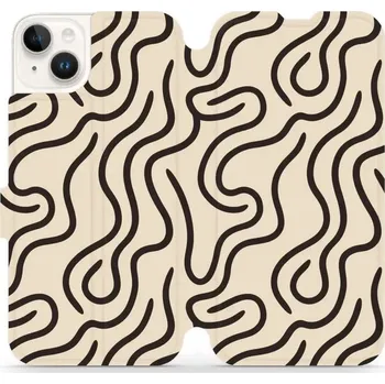 Pouzdro na mobilní telefon Flipové pouzdro Mobiwear - Apple iPhone 14 Plus - VA60S Linky (Knížkové flip pouzdro, obal, kryt na mobil Apple iPhone 14 Plus - VA60S Linky, materiál Umělá kůže + TPU - ochrana 360°, stojánek, silikonová vanička, magnetické zavírání)