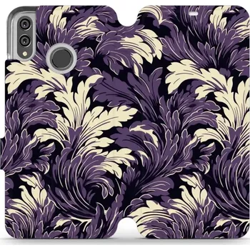 Pouzdro na mobilní telefon Flipové pouzdro Mobiwear - Honor 8X - VA46S Fialové rostliny (Knížkové flip pouzdro, obal, kryt na mobil Honor 8X - VA46S Fialové rostliny, materiál Umělá kůže + TPU - ochrana 360°, stojánek, silikonová vanička, magnetické zavírání)