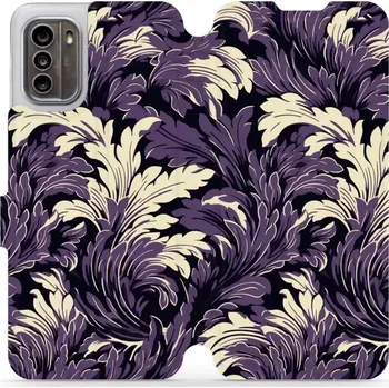 Pouzdro na mobilní telefon Flipové pouzdro Mobiwear - Nokia G60 5G - VA46S Fialové rostliny (Knížkové flip pouzdro, obal, kryt na mobil Nokia G60 5G - VA46S Fialové rostliny, materiál Umělá kůže + TPU - ochrana 360°, stojánek, silikonová vanička, magnetické zavírání)