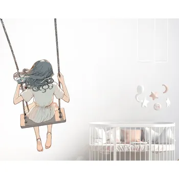 Samolepící dekorace Holčička na houpačce samolepka na zeď arch 52 x 100 cm