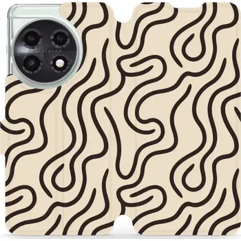 Pouzdro na mobilní telefon Flipové pouzdro Mobiwear - OnePlus 11 5G - VA60S Linky (Knížkové flip pouzdro, obal, kryt na mobil OnePlus 11 5G - VA60S Linky, materiál Umělá kůže + TPU - ochrana 360°, stojánek, silikonová vanička, magnetické zavírání)