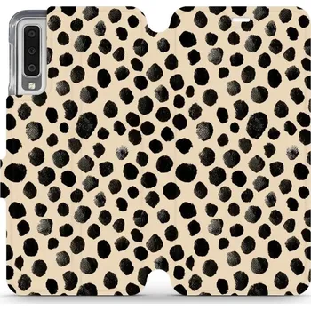 Pouzdro na mobilní telefon Flipové pouzdro Mobiwear - Samsung Galaxy A7 2018 - VA50S Černé puntíky (Knížkové flip pouzdro, obal, kryt na mobil Samsung Galaxy A7 2018 - VA50S Černé puntíky, materiál Umělá kůže + TPU - ochrana 360°, stojánek, silikonová vanička, magnetické zavírání)