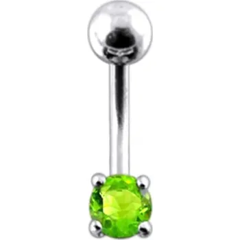 Piercing Šperky4U Stříbrný piercing do pupíku, světle zelený zirkon - BP01027-G